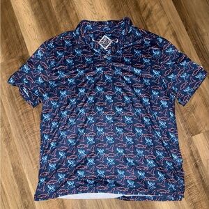 BURLEBO Navy Polo with Light Blue and Red